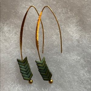 Green and Gold Earrings